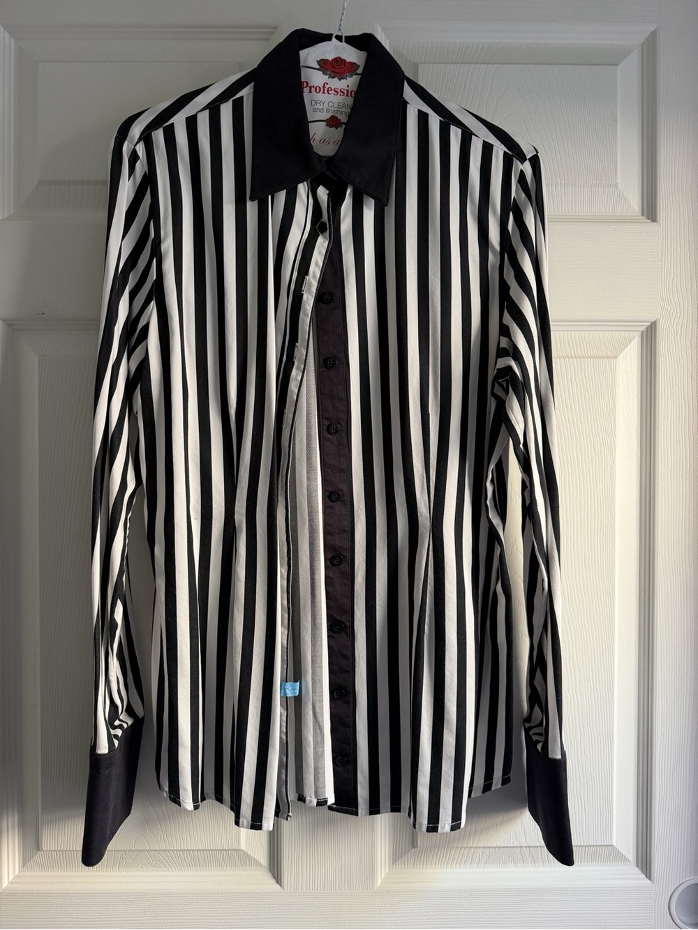 CR RANCH WEAR Black & White Vertical Stripe women's button up  Shirt